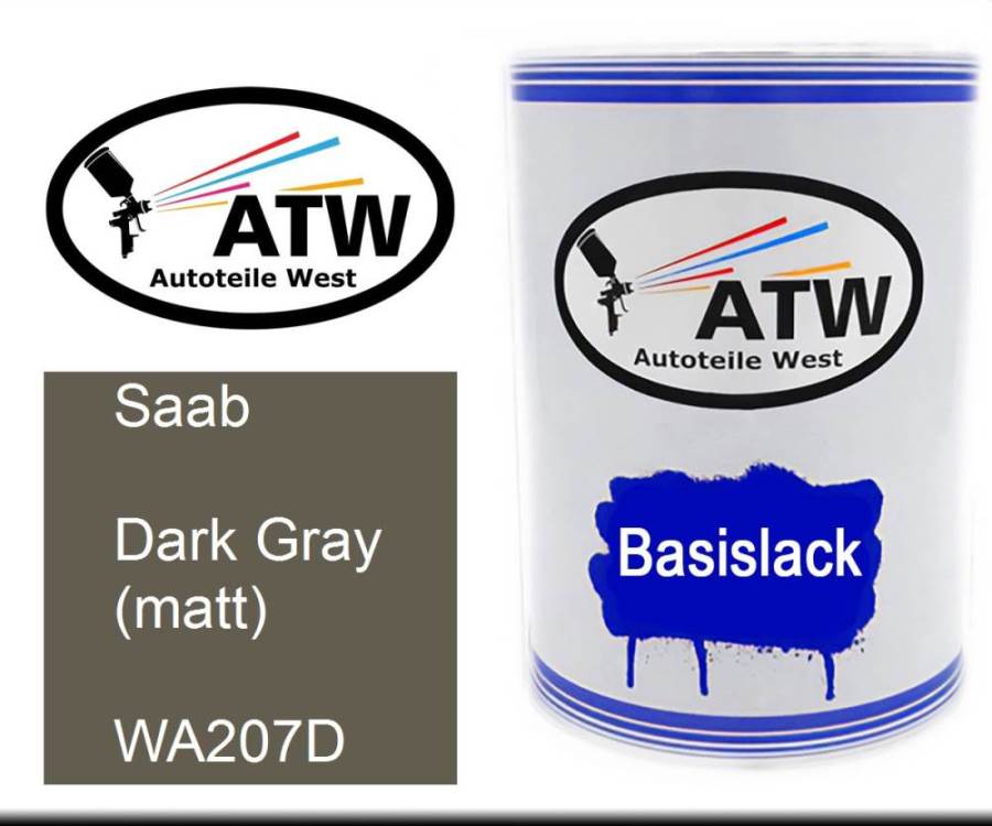 Saab, Dark Gray (matt), WA207D: 500ml Lackdose, von ATW Autoteile West.